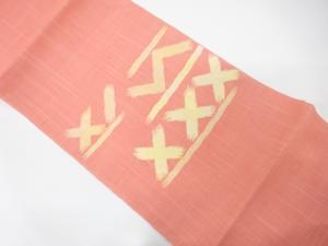 紗　抽象模様織り出し　名古屋帯